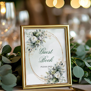 Greenery Watercolor Guest Book Tabletop Sign