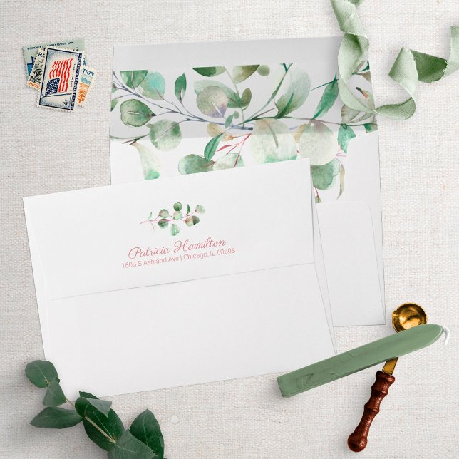Greenery Watercolor Lined Envelope (Creator Uploaded)
