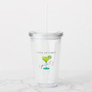 Greenery Watercolor Margarita Lime Acrylic Tumbler
