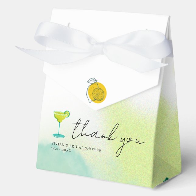 Greenery Watercolor Margarita Lime Favor Box (Front)