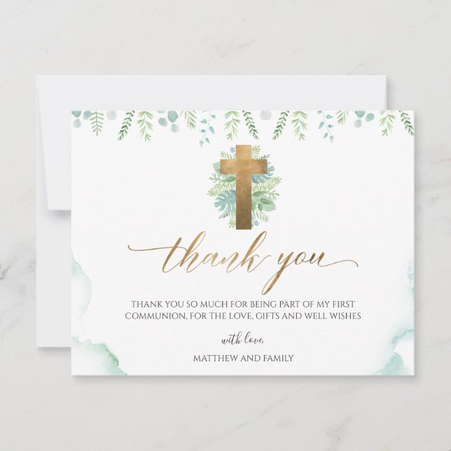 Greenery Watercolor Religious Event Thank You (Front)
