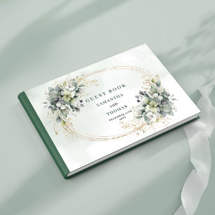 Greenery Watercolor Sage Green Wedding Guest Book