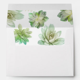 Greenery - Watercolor Succulents Wedding Envelope