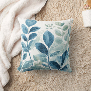 Greenery Watercolor Throw Pillow