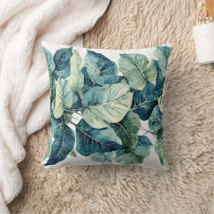 Greenery Watercolor Throw Pillow