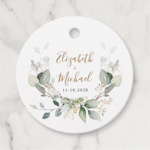 Greenery Watercolor Wedding Favour Tags