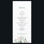 Greenery Watercolor Wedding Reception Menu Card<br><div class="desc">This simple but beautiful menu card features clean typography and a watercolor flower bouquet with a green colour. Perfect for spring,  summer wedding,  garden party,  or backyard wedding. Matching items available at my shop BaraBomWedding.</div>