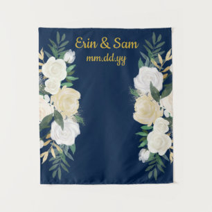 Greenery Wedding Backdrop Gold Navy Photo Booth Tapestry