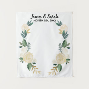 Greenery Wedding Backdrop, Reception Photo Booth Tapestry