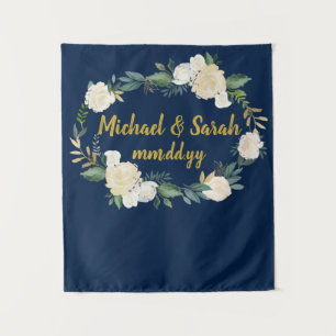 Greenery Wedding Backdrop, Reception Photo Booth Tapestry