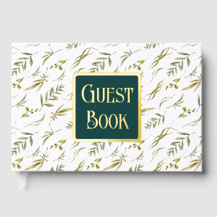 Greenery wedding botanical leaf pattern real foil  guest book