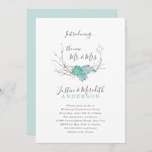 Greenery Wedding Celebration Party Only Invitation (Front/Back)