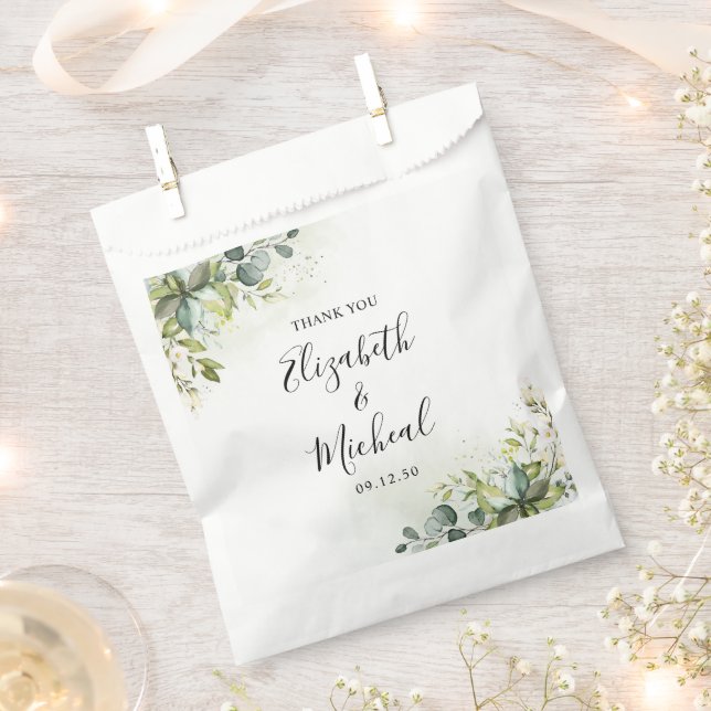 Greenery Wedding Ceremony Favour Bag (Clipped)