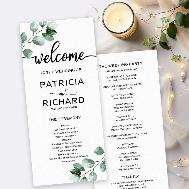 Greenery Wedding Ceremony Program (Creator Uploaded)