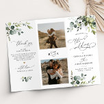 Greenery Wedding Ceremony Tri-Fold Program w/Photo<br><div class="desc">Designed to coordinate with our Boho Greenery wedding collection,  this customizable Tri-Fold Ceremony Program features watercolor eucalyptus branches with a classy serif font & elegant calligraphy text graphics. Matching items available.</div>