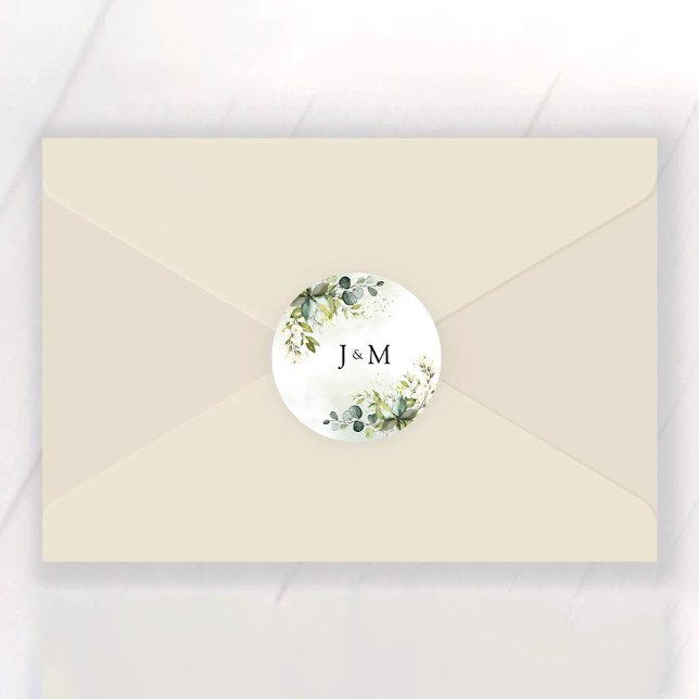 Greenery Wedding Classic Round Sticker (Creator Uploaded)