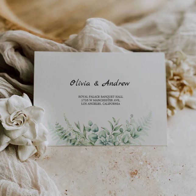 Greenery  Wedding Envelope Address Template (Greenery Wedding Envelope Address Template)
