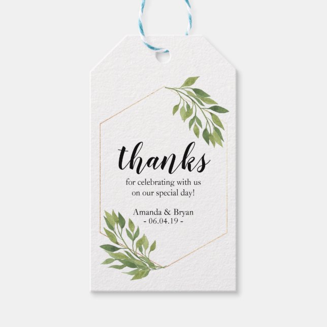 Greenery  Wedding Favour Gift Tag botanical (Front)