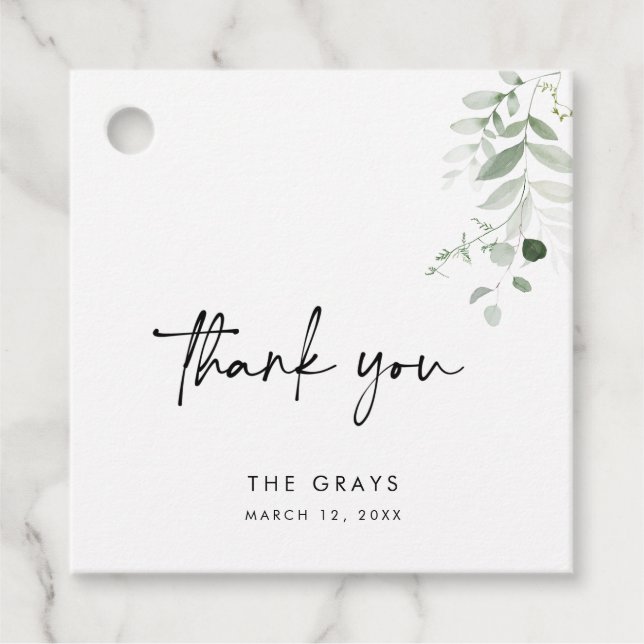 Greenery Wedding Favour Tag (Front)