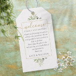 Greenery Wedding Favour Welcome Basket Bag Gift Tags<br><div class="desc">This elegant greenery and gold and tag can be personalized with your special thank you information in chic typography. Designed by Thisisnotme©</div>