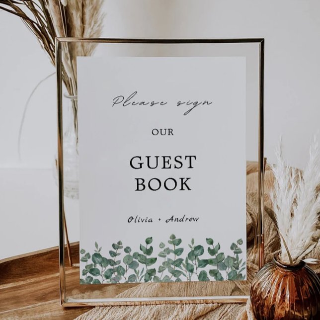 Greenery Wedding Guest Book Sign Template (Greenery Wedding Guest Book Sign Template)