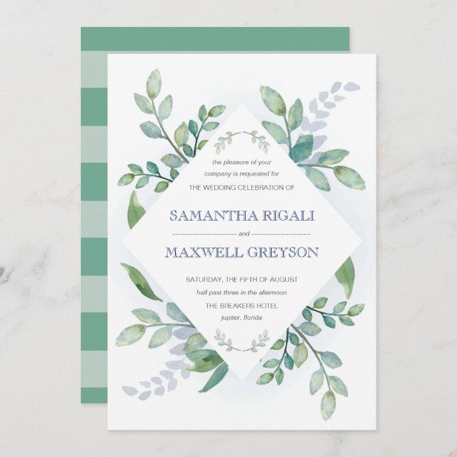 Greenery Wedding Invitation (Front/Back)