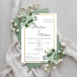 Greenery wedding invitation