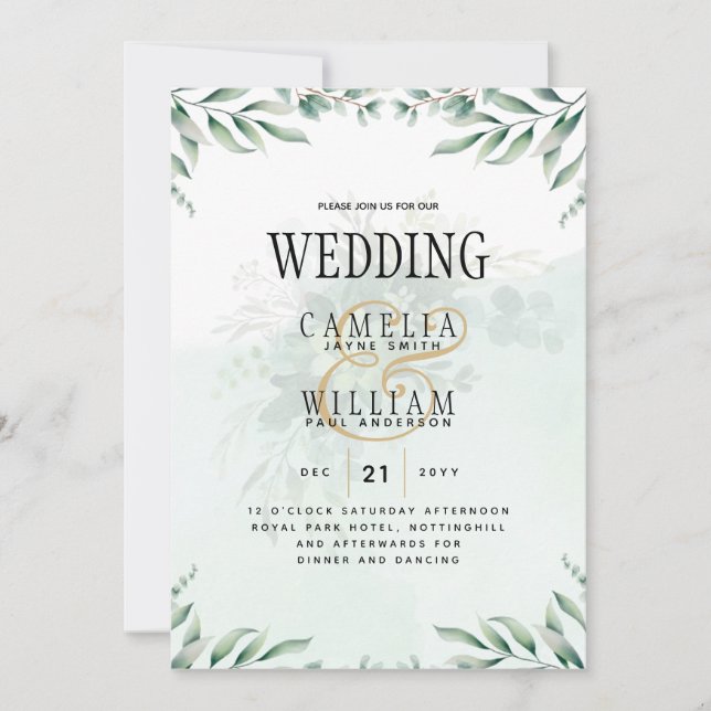 Greenery Wedding Invitations Website RSVP QR CODE (Front)