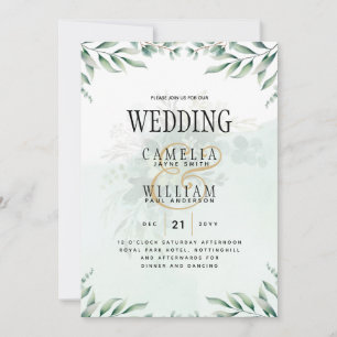 Greenery Wedding Invitations Website RSVP QR CODE
