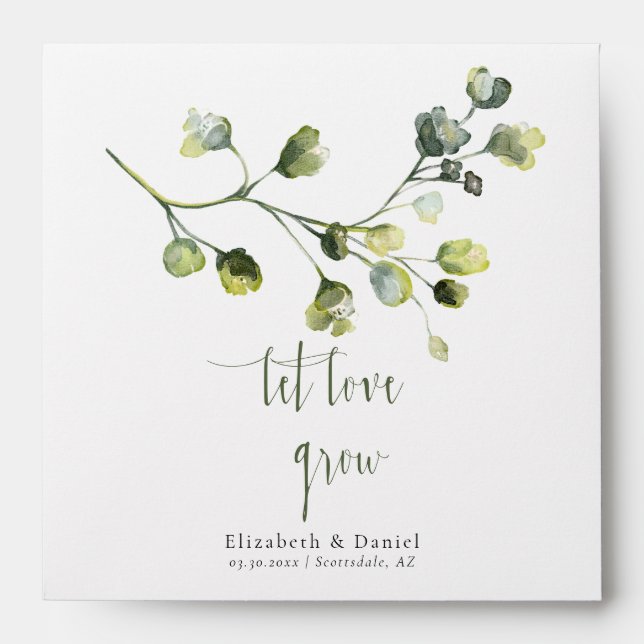 Greenery Wedding Let Love Grow Garden Seed Packet  Envelope (Front)