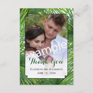 Greenery Wedding Photo Small Flat Thank You Card