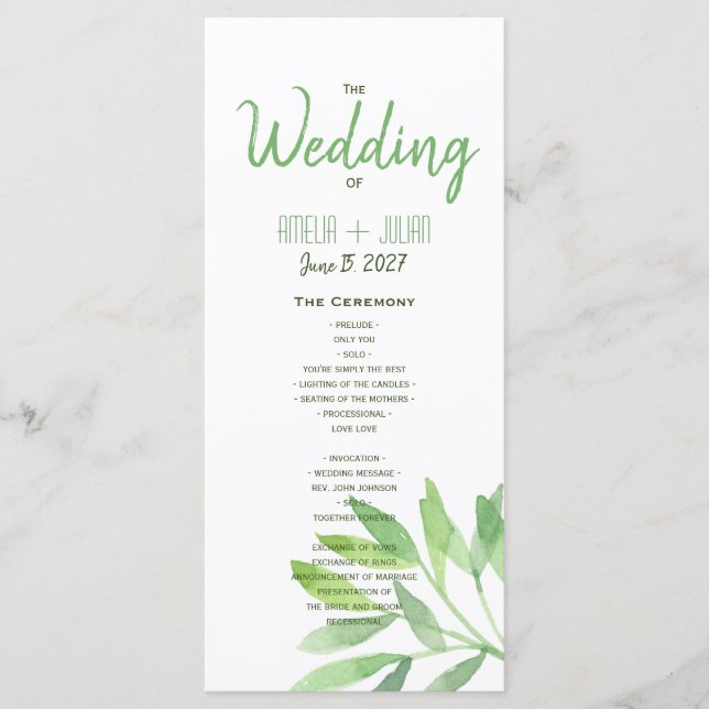 Greenery Wedding Program (Front)
