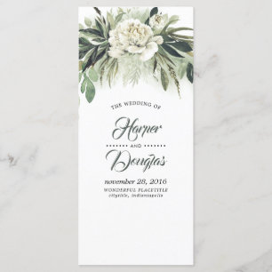 Greenery Wedding Programs Menu