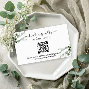Greenery Wedding QR Online RSVP Enclosure Card