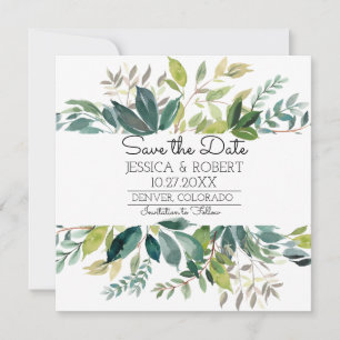 Greenery Wedding Save the Date Card