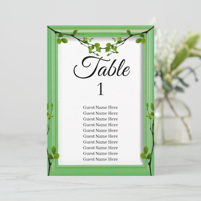 Greenery Wedding Seating Chart Card  (Standing Front)