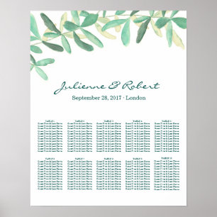 Greenery Wedding Seating Chart Portrait 10 Tables
