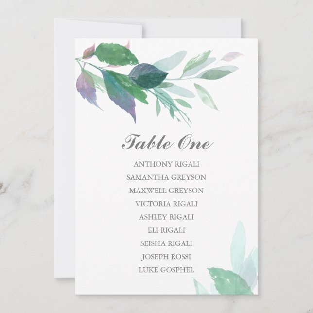 Greenery Wedding Seating Chart, Table Plan Invitation (Front)