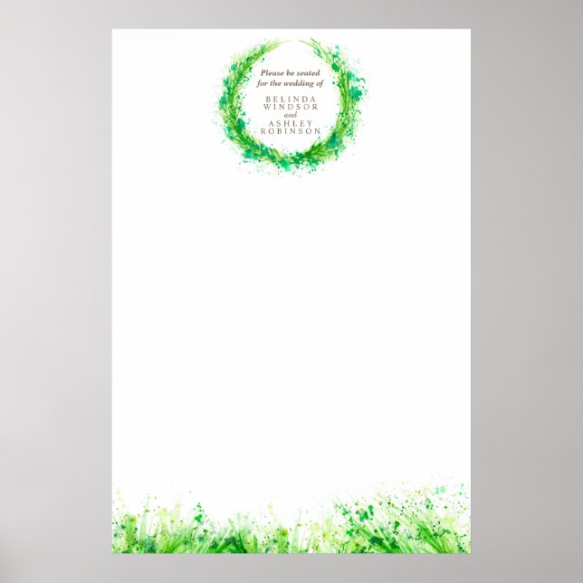 Greenery Wedding Seating plan blank DIY template Poster (Front)