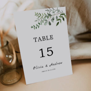 Greenery wedding table cards template