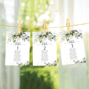 Greenery Wedding Table Seating Chart Cards