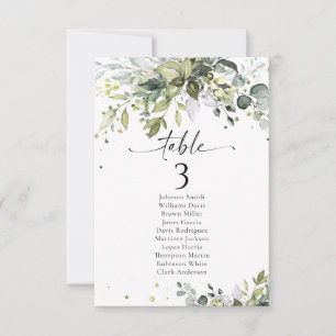 Greenery Wedding Table Seating Chart Cards
