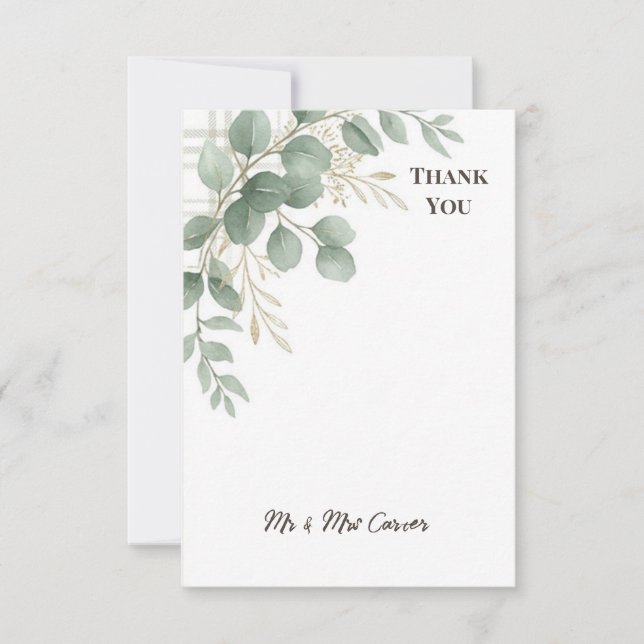 Greenery Wedding Thank You Card (Front)
