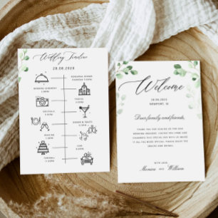 Greenery Wedding Timeline Program & Welcome
