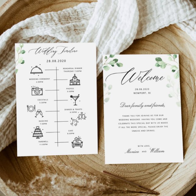 Greenery Wedding Timeline Program & Welcome (Creator Uploaded)