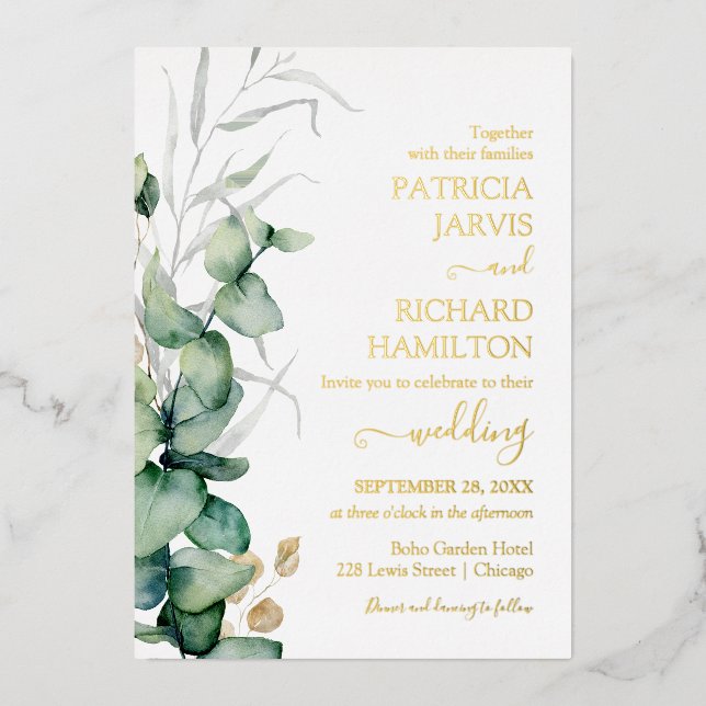 Greenery Wedding Watercolor Eucalyptus  (Front)