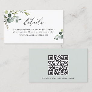 Greenery Wedding Website QR Code Details Card