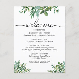 Greenery Wedding Weekend Itinerary Welcome Enclosure Card