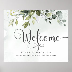 Greenery Wedding Welcome Sign
