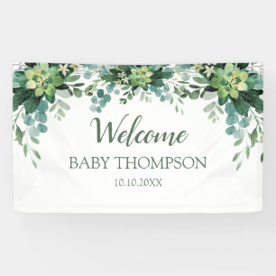 Greenery Welcome baby  Banner backdrop